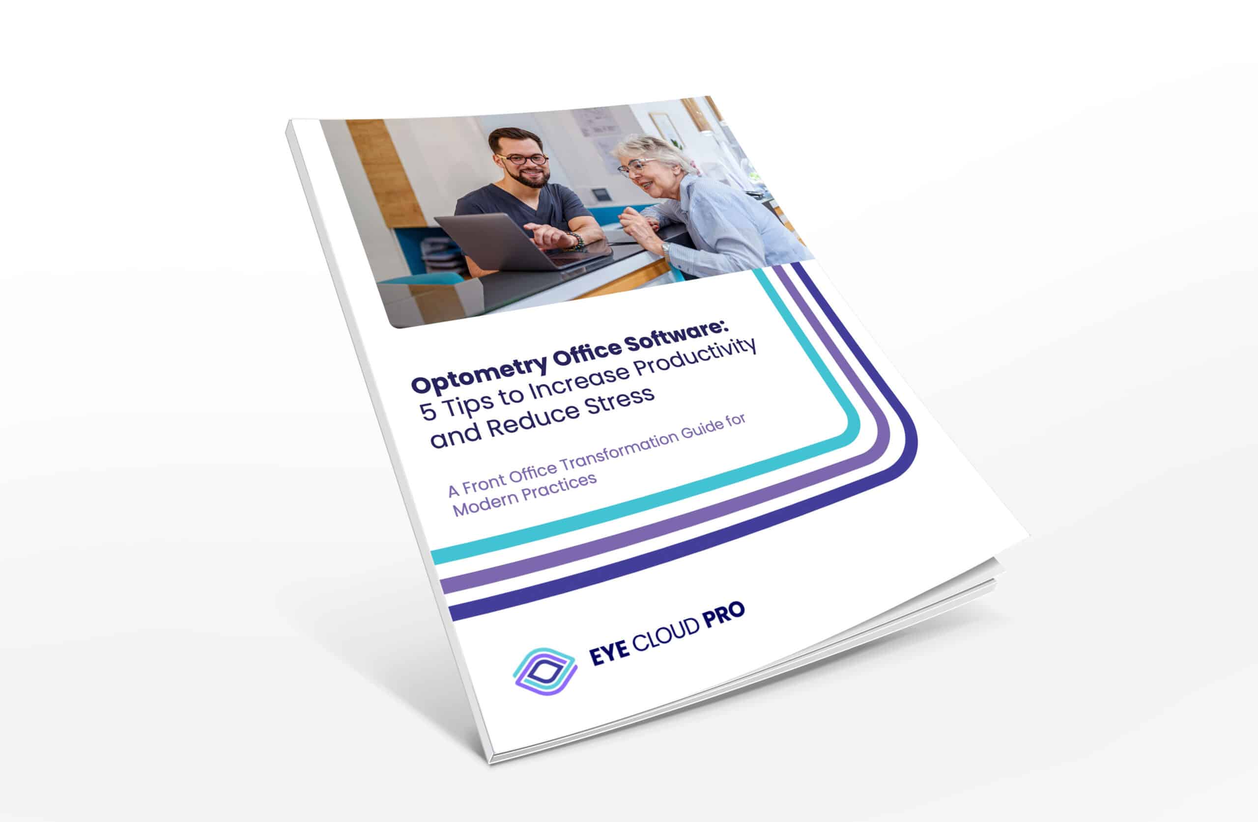 eye doctor sitting in front of laptop